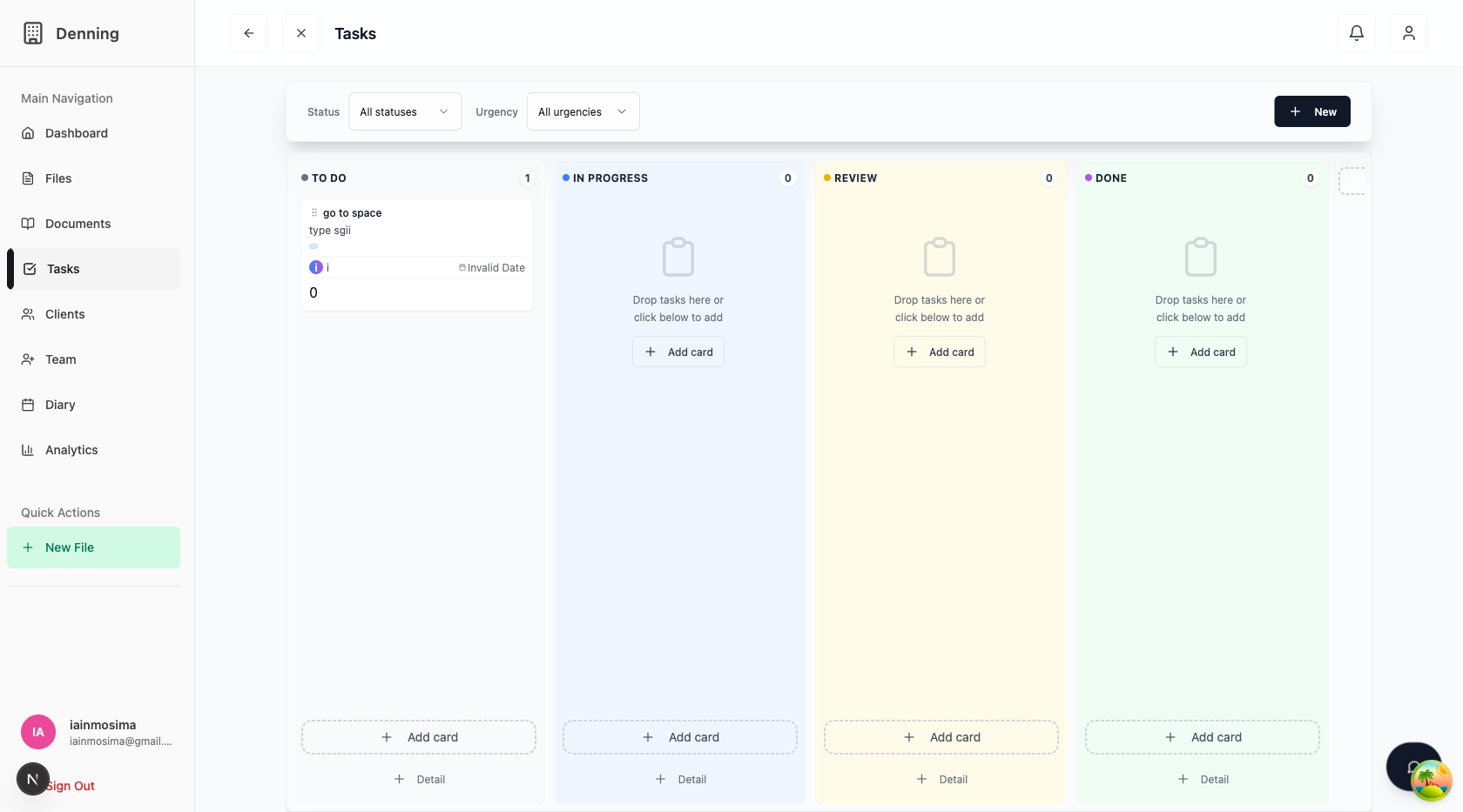 Denning task management and team coordination