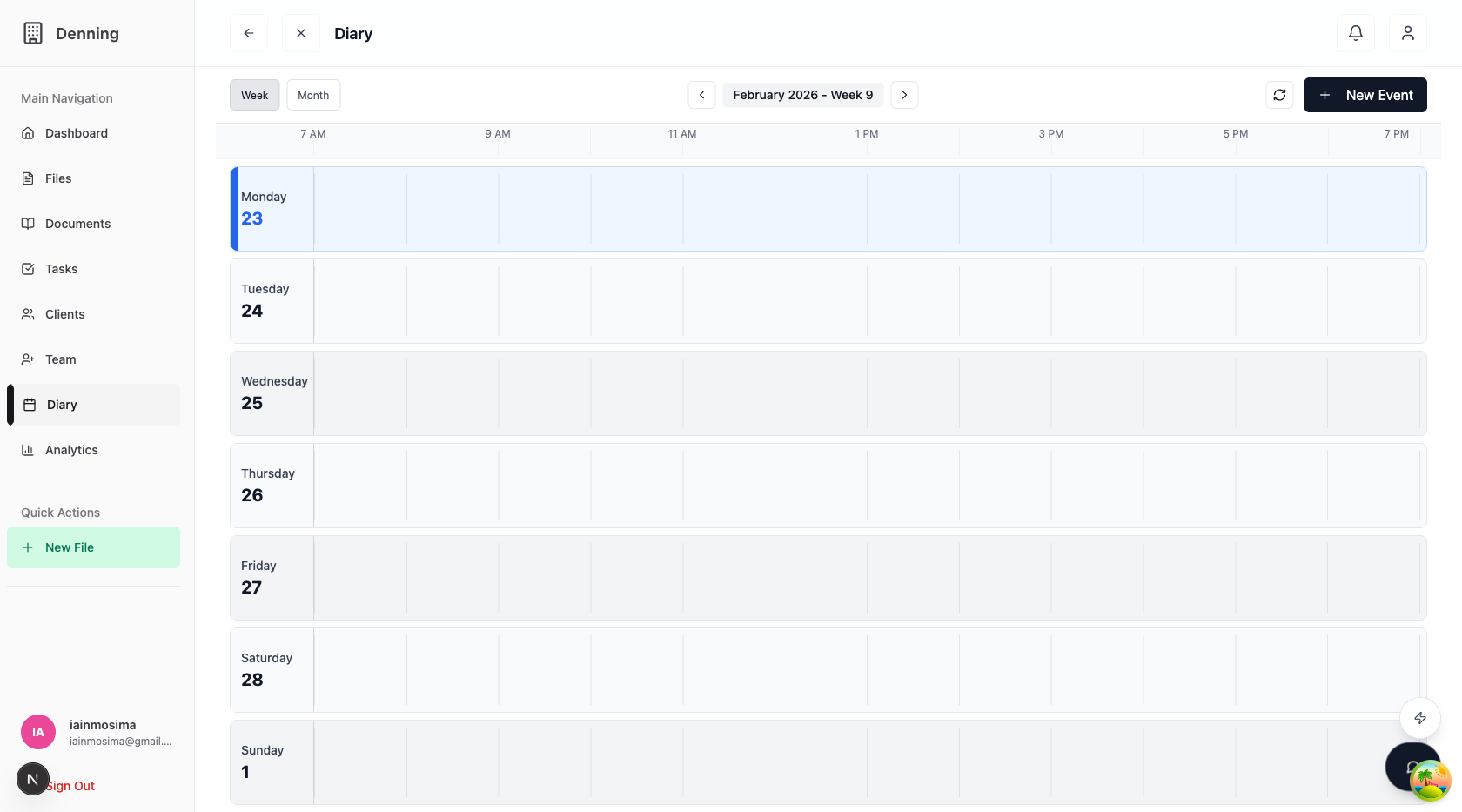 Denning intelligent diary and calendar management